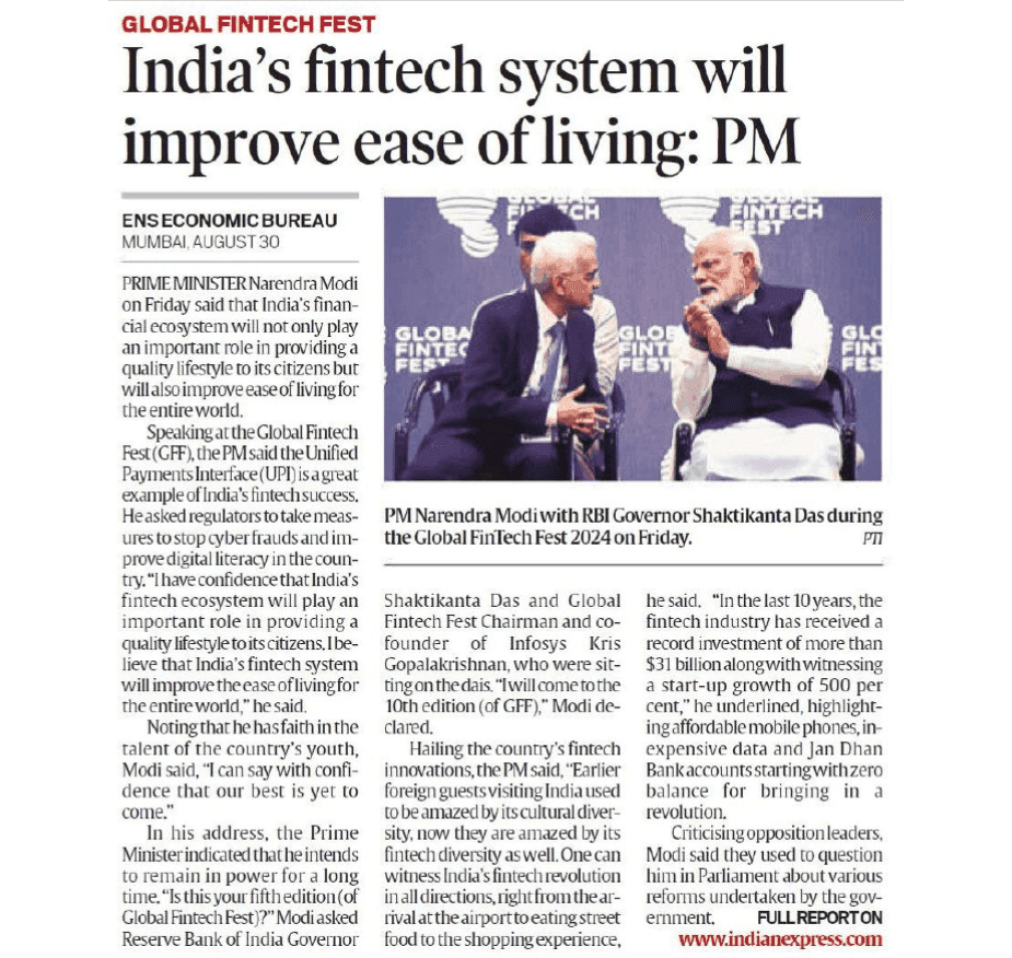 India's fintech system will improve ease of living: PM
