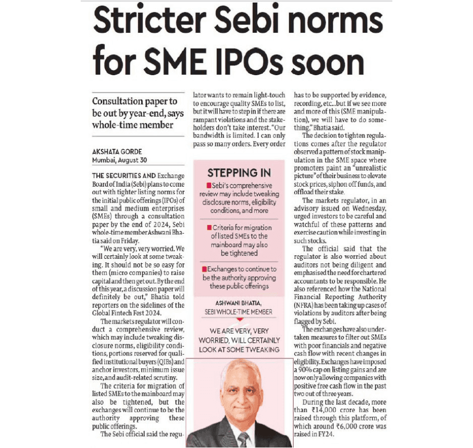 Stricter SEBI Norms for SME IPOs soon