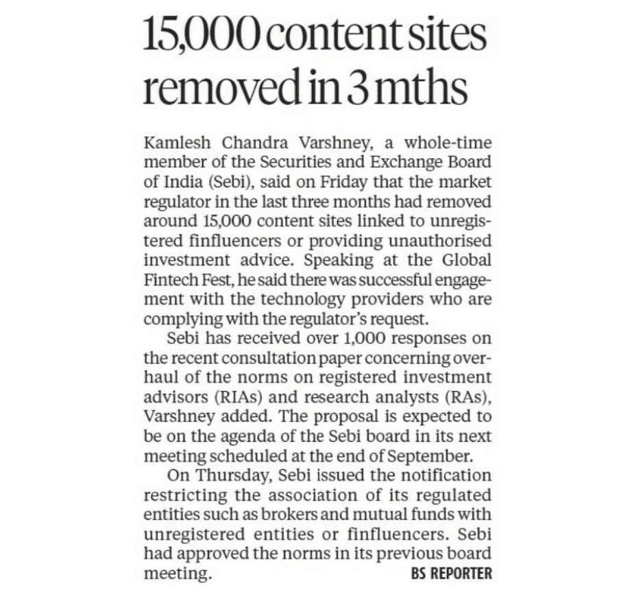 15,000 content sites removed in 3 mths